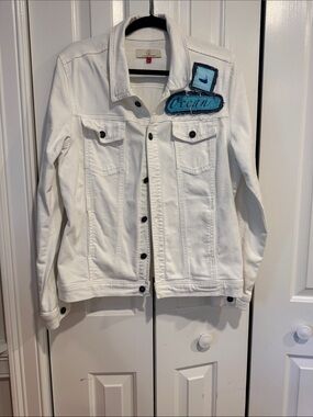 Cisco White Denim Jacket with Ocean Patch